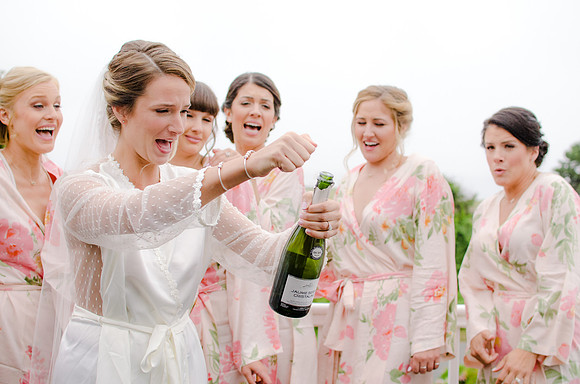 bride popping champagne cape cod, ma